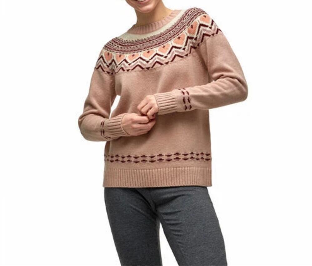 Kari Traa Sundve Knit Wool Blend Nordic Sweater Pink Size M